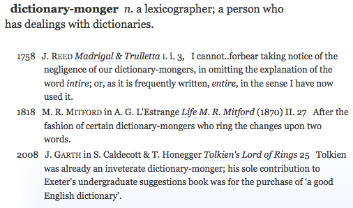 dictionary-monger OED citations